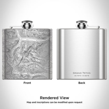 Grand Teton National Park - Wyoming Map Hip Flask